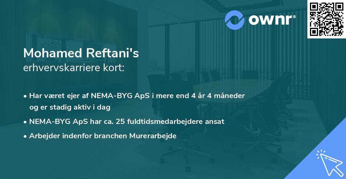 Mohamed Reftani's erhvervskarriere kort