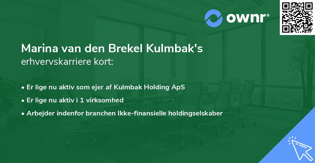Marina van den Brekel Kulmbak's erhvervskarriere kort