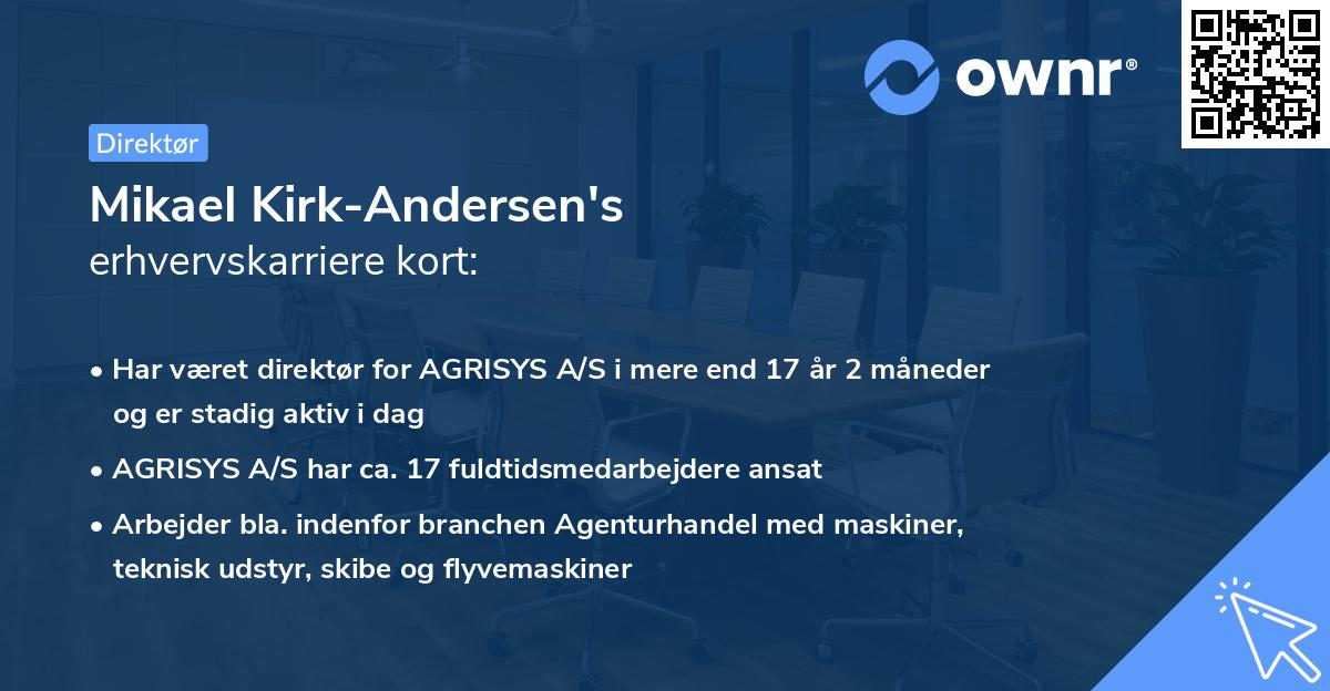 Mikael Kirk-Andersen's erhvervskarriere kort