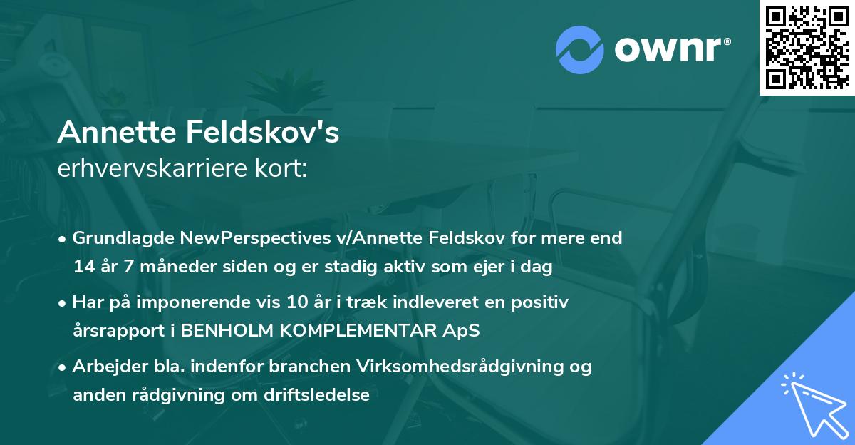 Annette Feldskov's erhvervskarriere kort