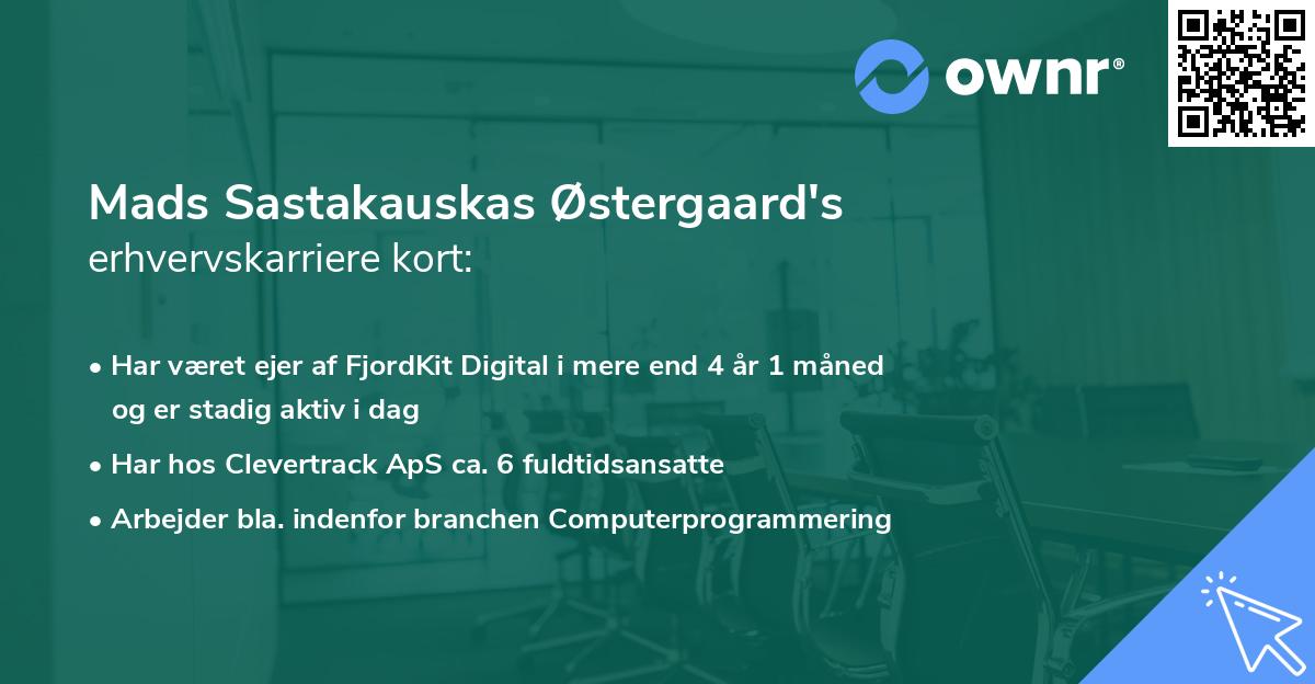 Mads Sastakauskas Østergaard's erhvervskarriere kort