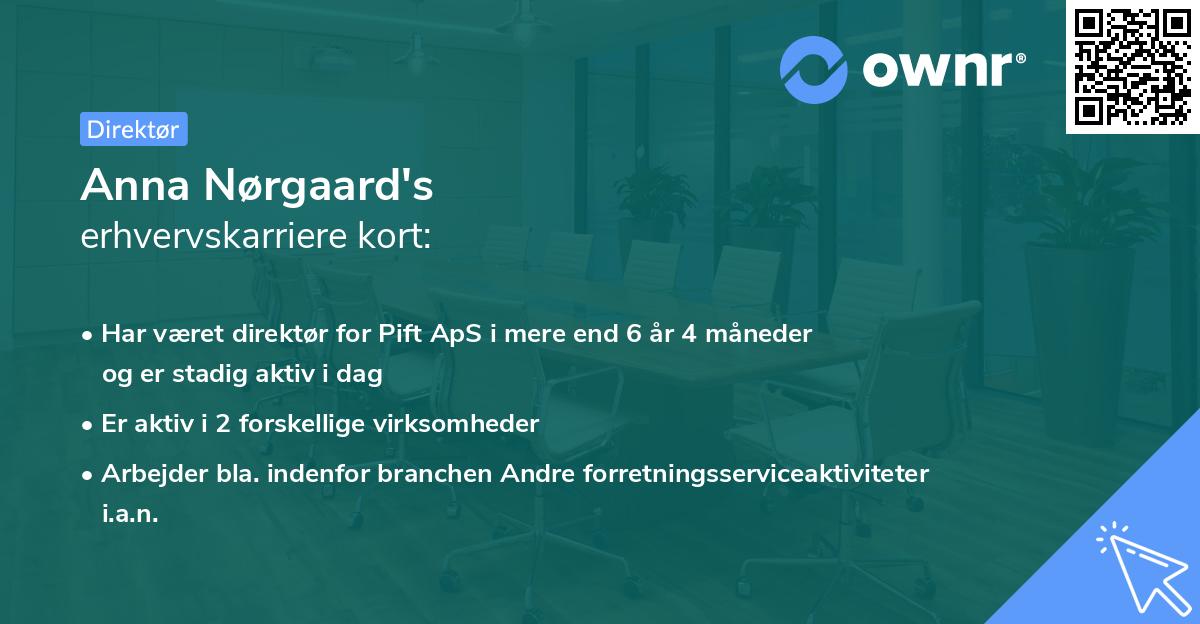 Anna Nørgaard's erhvervskarriere kort
