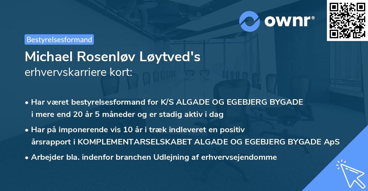 Michael Rosenløv Løytved's erhvervskarriere kort