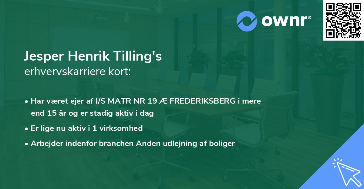 Jesper Henrik Tilling's erhvervskarriere kort