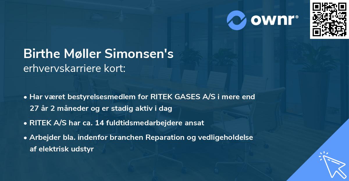 Birthe Møller Simonsen's erhvervskarriere kort