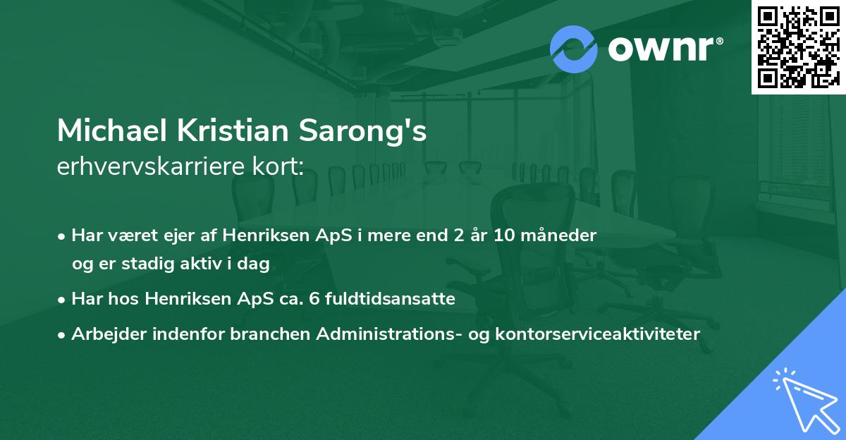 Michael Kristian Sarong's erhvervskarriere kort