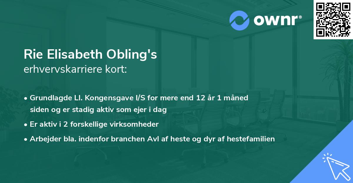 Rie Elisabeth Obling's erhvervskarriere kort