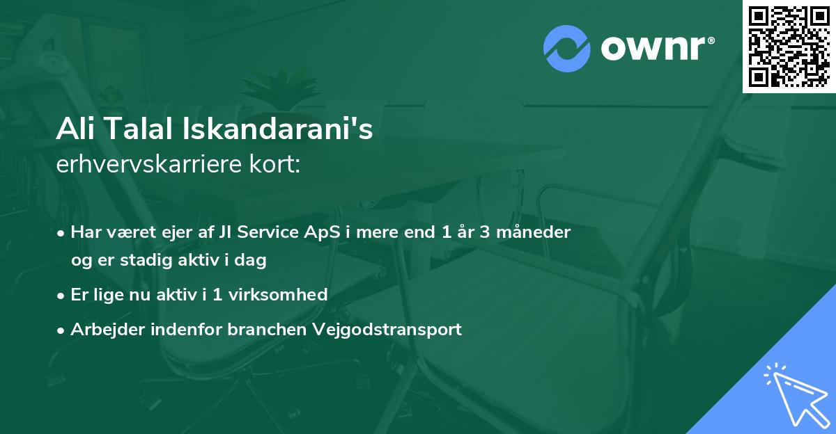 Ali Talal Iskandarani's erhvervskarriere kort