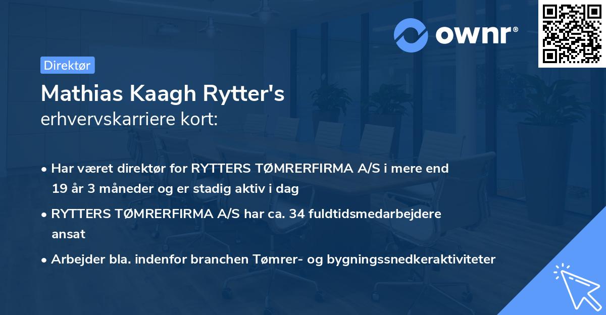 Mathias Kaagh Rytter's erhvervskarriere kort
