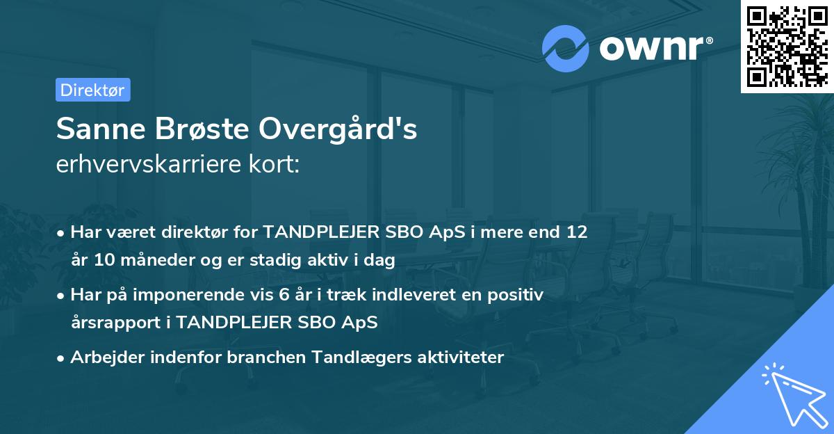 Sanne Brøste Overgård's erhvervskarriere kort
