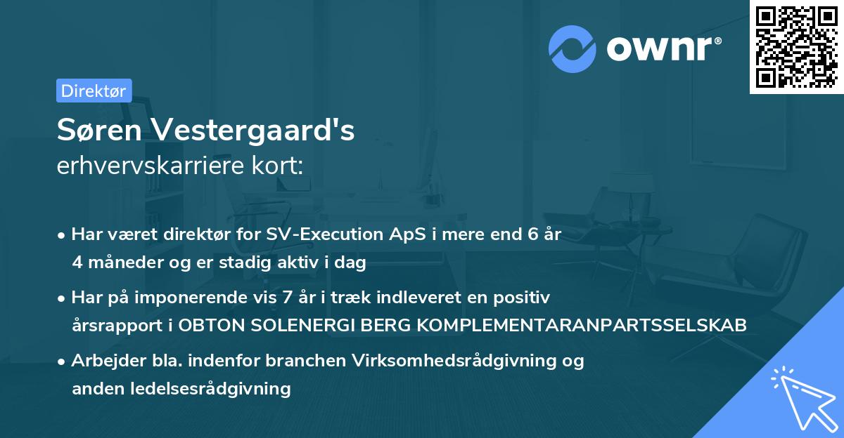 Søren Vestergaard's erhvervskarriere kort