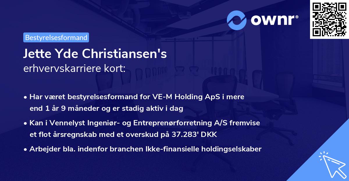 Jette Yde Christiansen's erhvervskarriere kort