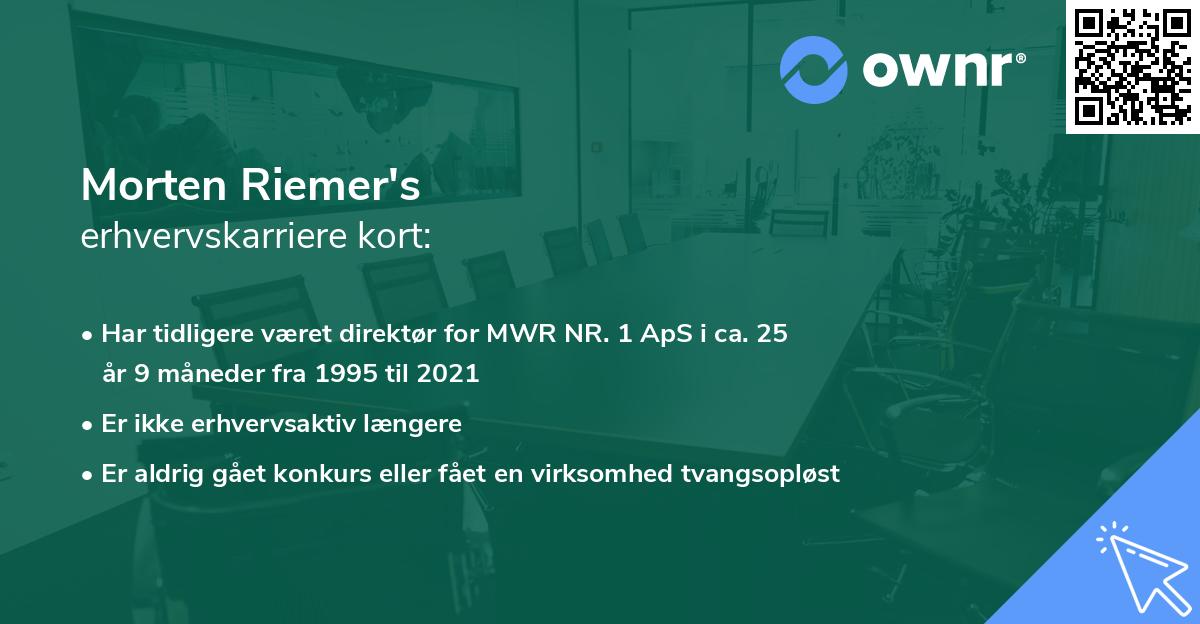 Morten Riemer's erhvervskarriere kort