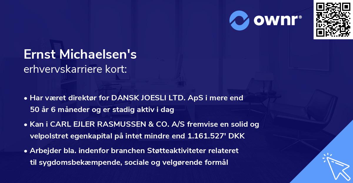 Ernst Michaelsen's erhvervskarriere kort
