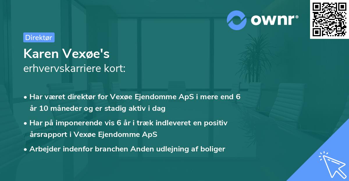 Karen Vexøe's erhvervskarriere kort