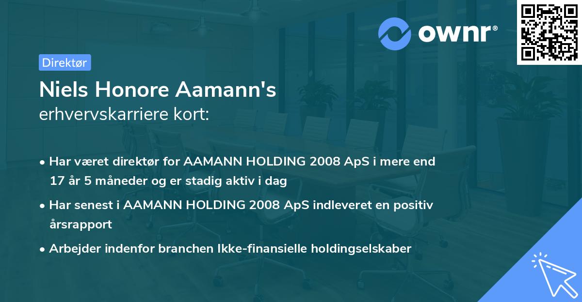 Niels Honore Aamann's erhvervskarriere kort
