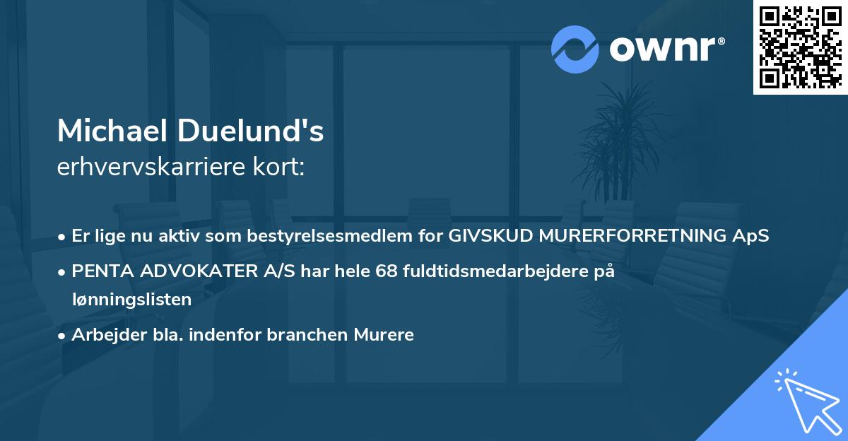 Michael Duelund's erhvervskarriere kort