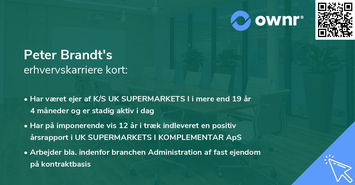 Peter Brandt's erhvervskarriere kort