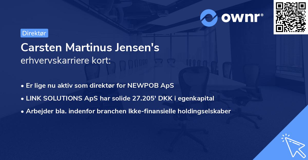 Carsten Martinus Jensen's erhvervskarriere kort