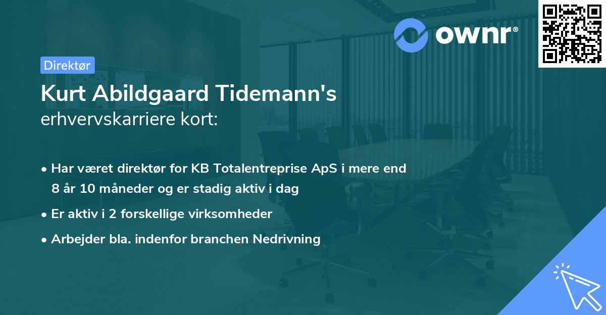 Kurt Abildgaard Tidemann's erhvervskarriere kort