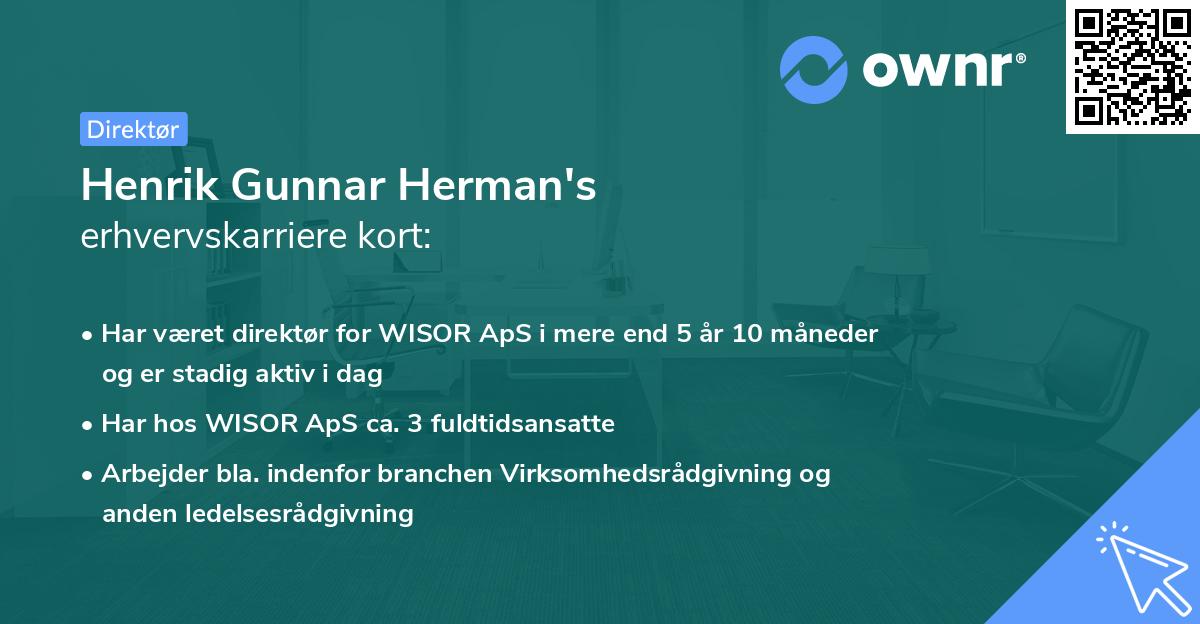 Henrik Gunnar Herman's erhvervskarriere kort