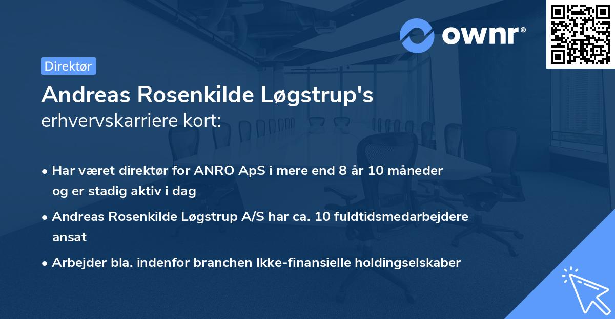 Andreas Rosenkilde Løgstrup's erhvervskarriere kort