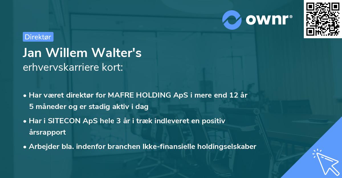 Jan Willem Walter's erhvervskarriere kort