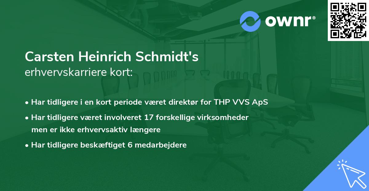 Carsten Heinrich Schmidt's erhvervskarriere kort