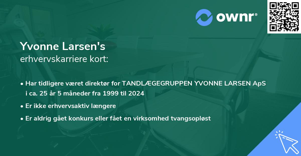 Yvonne Larsen's erhvervskarriere kort
