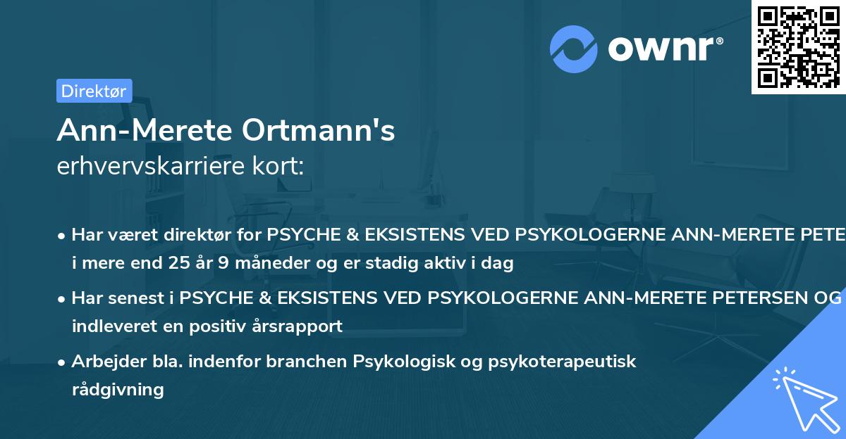 Ann-Merete Ortmann's erhvervskarriere kort