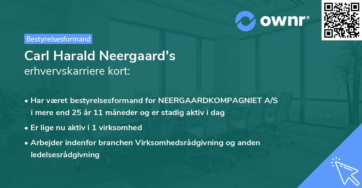 Carl Harald Neergaard's erhvervskarriere kort