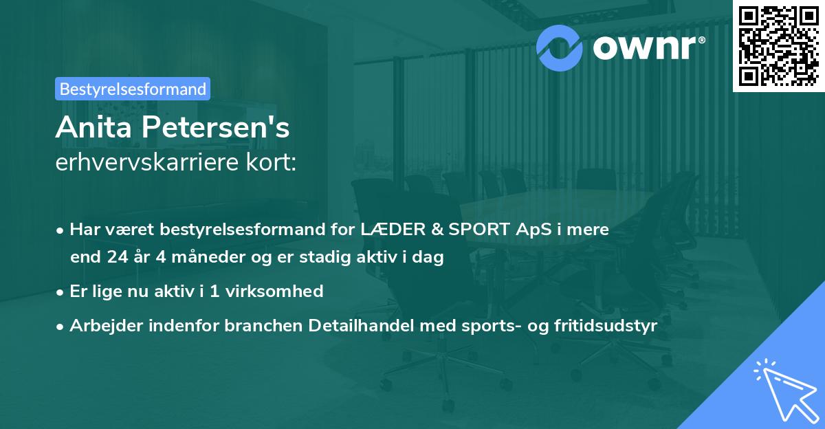 Anita Petersen's erhvervskarriere kort