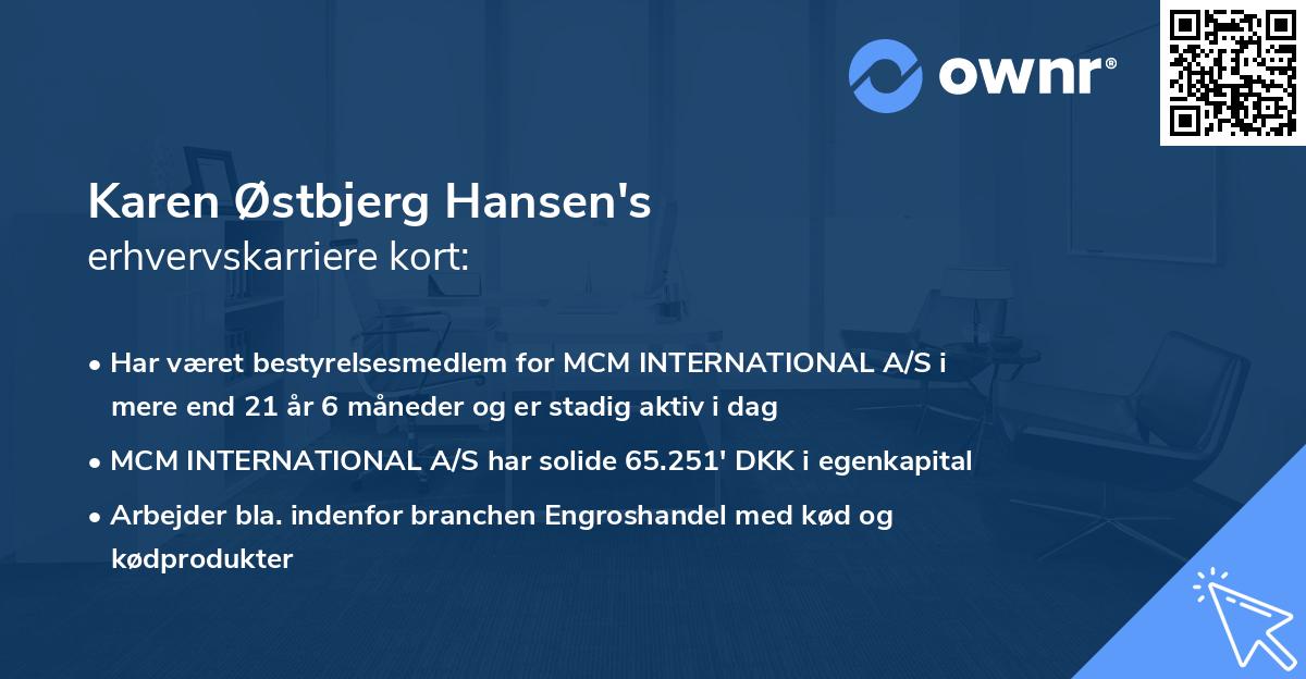 Karen Østbjerg Hansen's erhvervskarriere kort