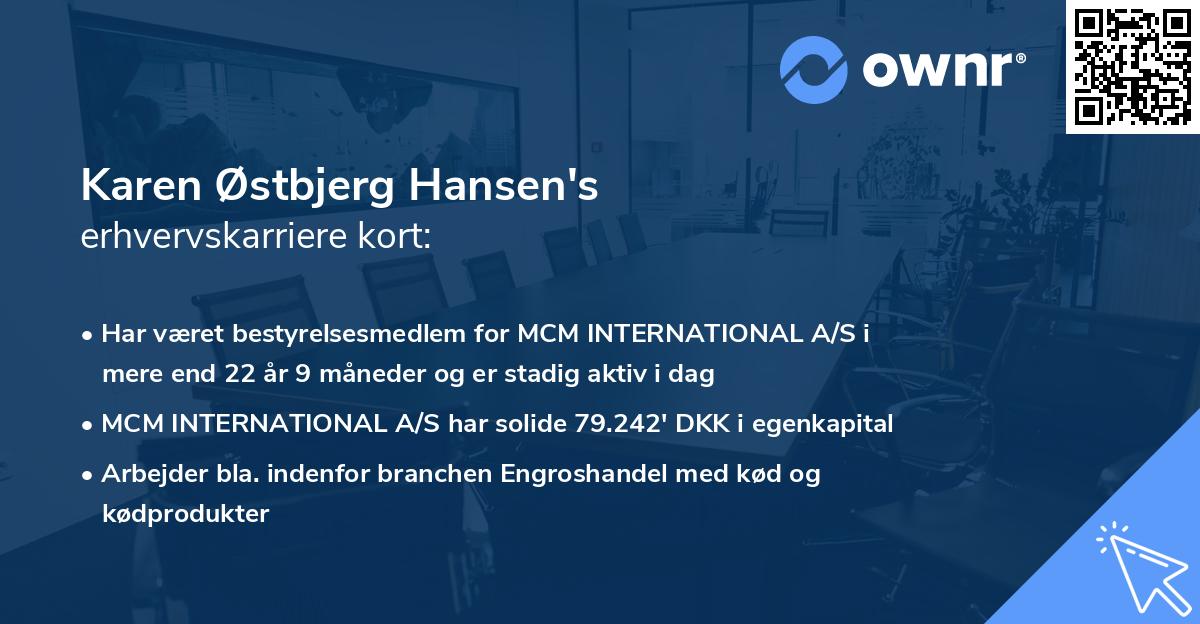 Karen Østbjerg Hansen's erhvervskarriere kort