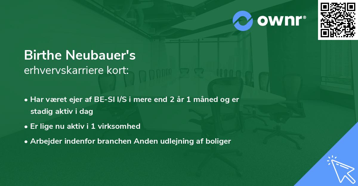 Birthe Neubauer's erhvervskarriere kort