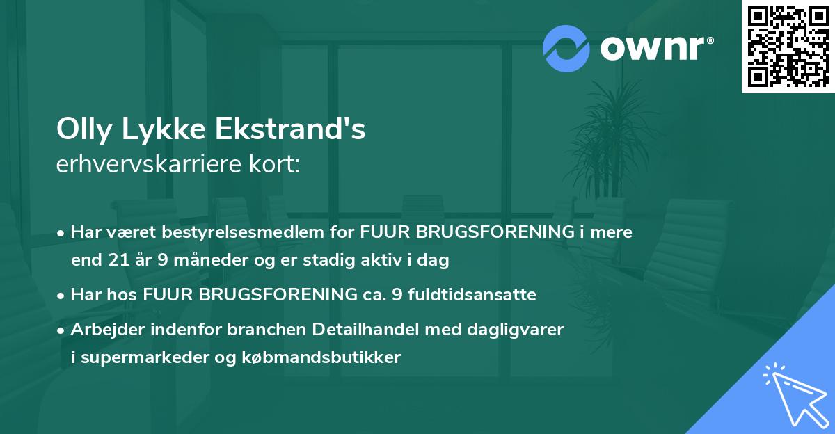 Olly Lykke Ekstrand's erhvervskarriere kort