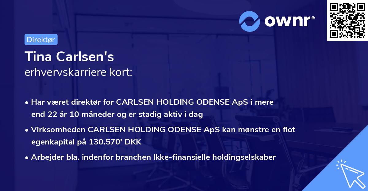 Tina Carlsen's erhvervskarriere kort