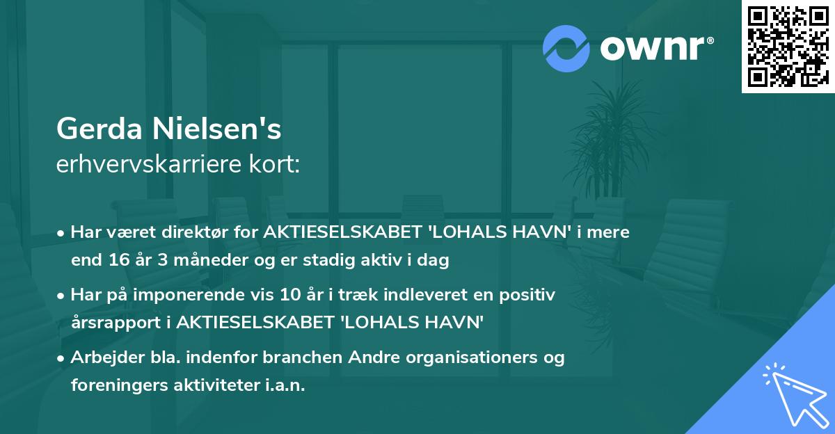 Gerda Nielsen's erhvervskarriere kort