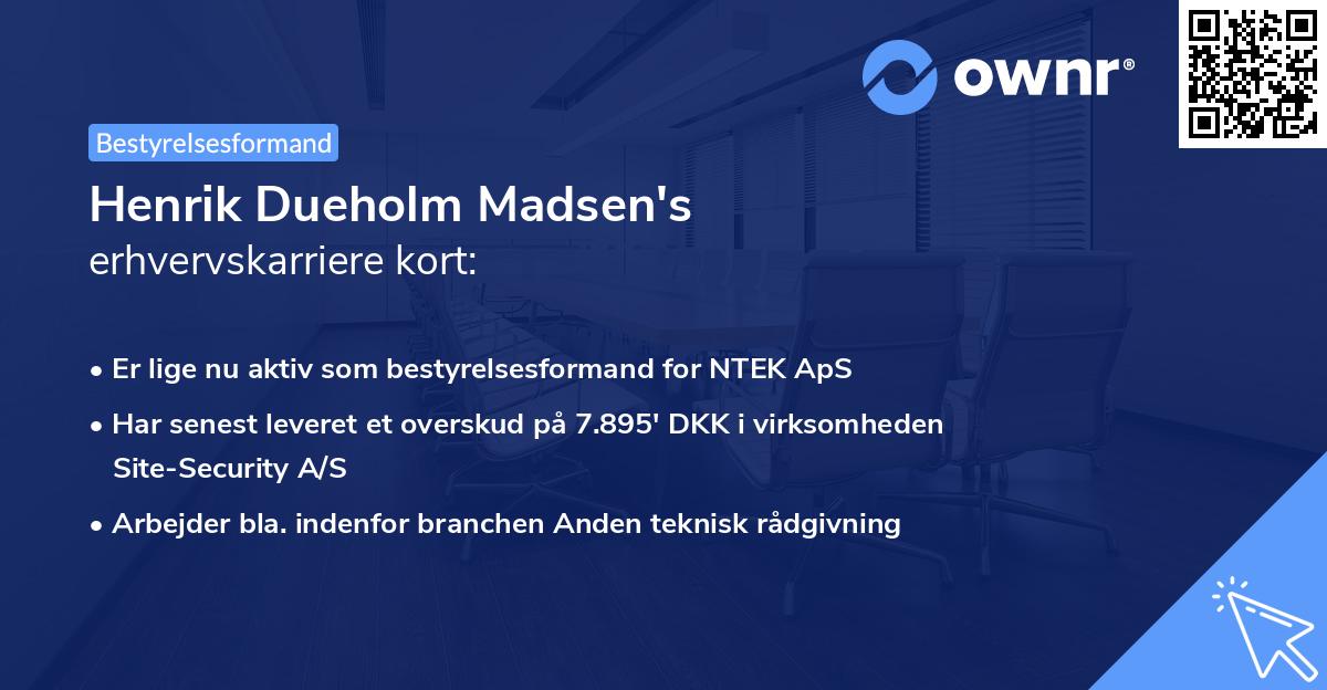 Henrik Dueholm Madsen's erhvervskarriere kort