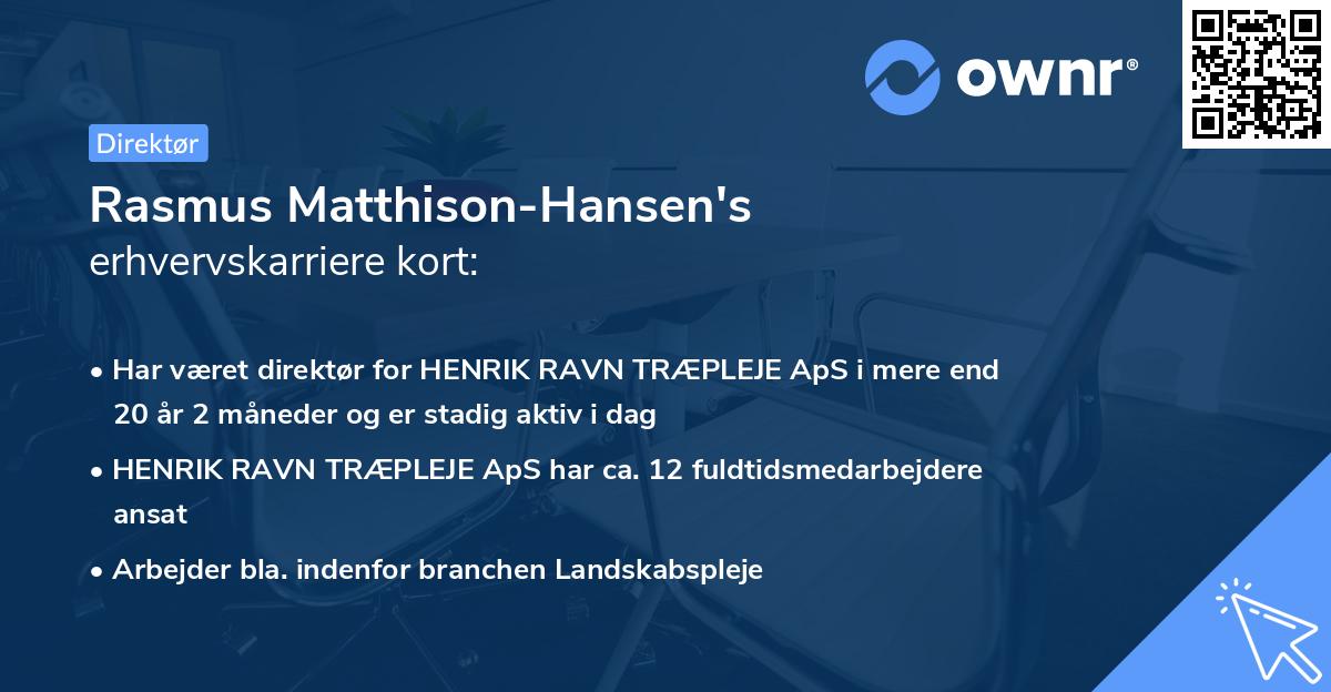 Rasmus Matthison-Hansen's erhvervskarriere kort
