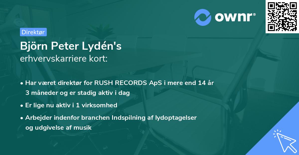 Björn Peter Lydén's erhvervskarriere kort