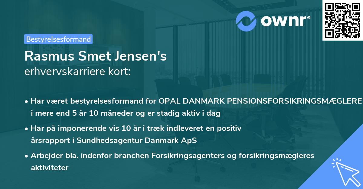 Rasmus Smet Jensen's erhvervskarriere kort