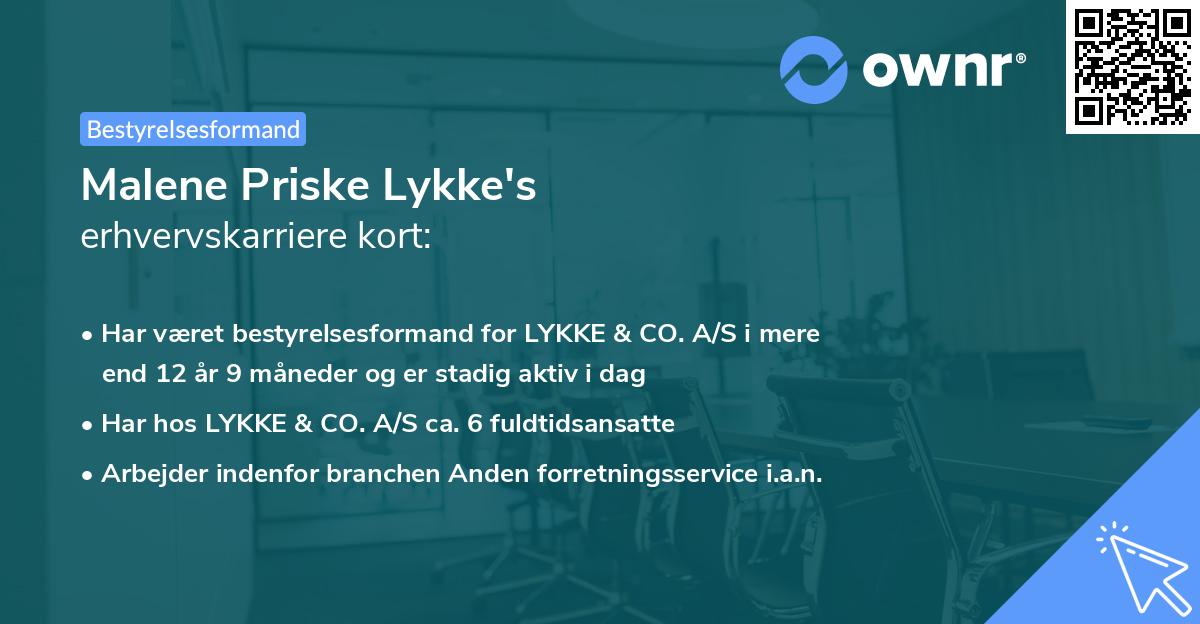 Malene Priske Lykke's erhvervskarriere kort