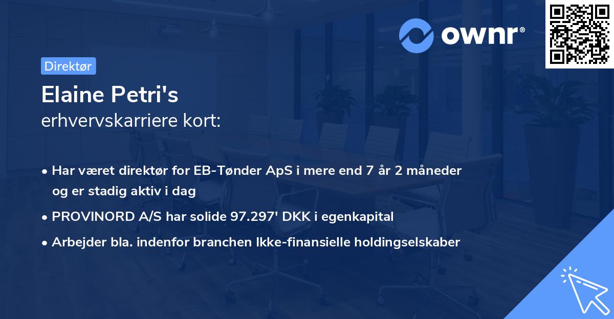 Elaine Petri's erhvervskarriere kort