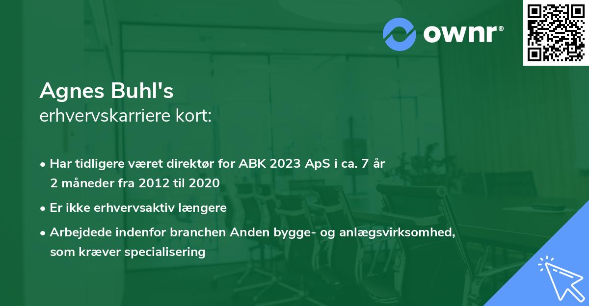 Agnes Buhl's erhvervskarriere kort