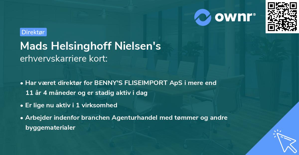 Mads Helsinghoff Nielsen's erhvervskarriere kort