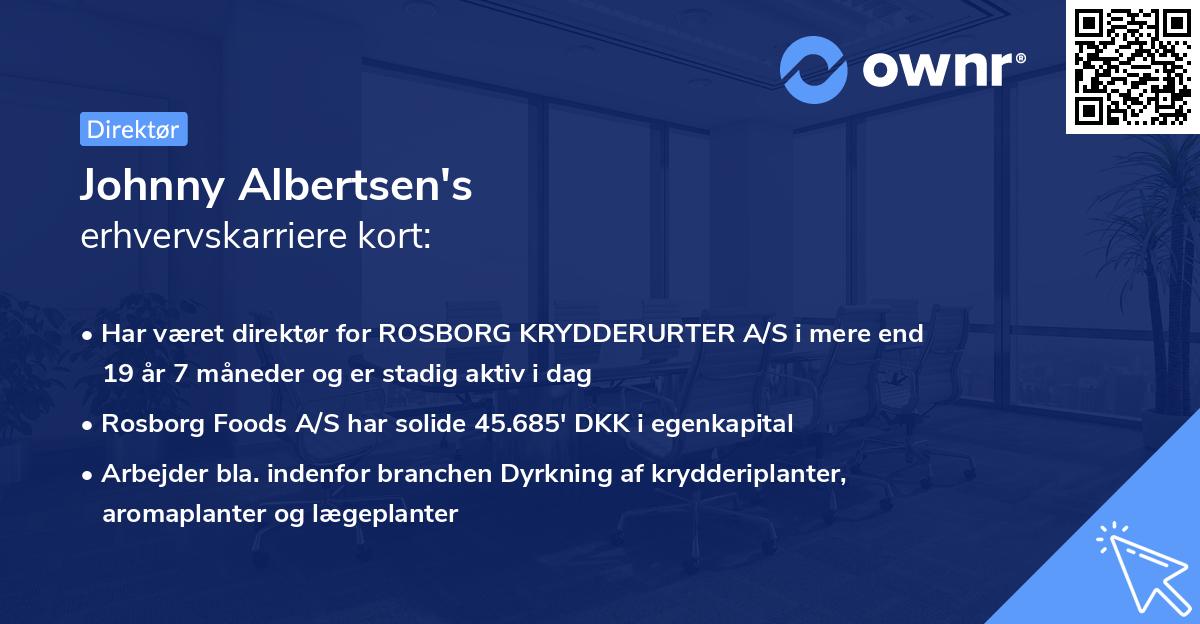 Johnny Albertsen's erhvervskarriere kort