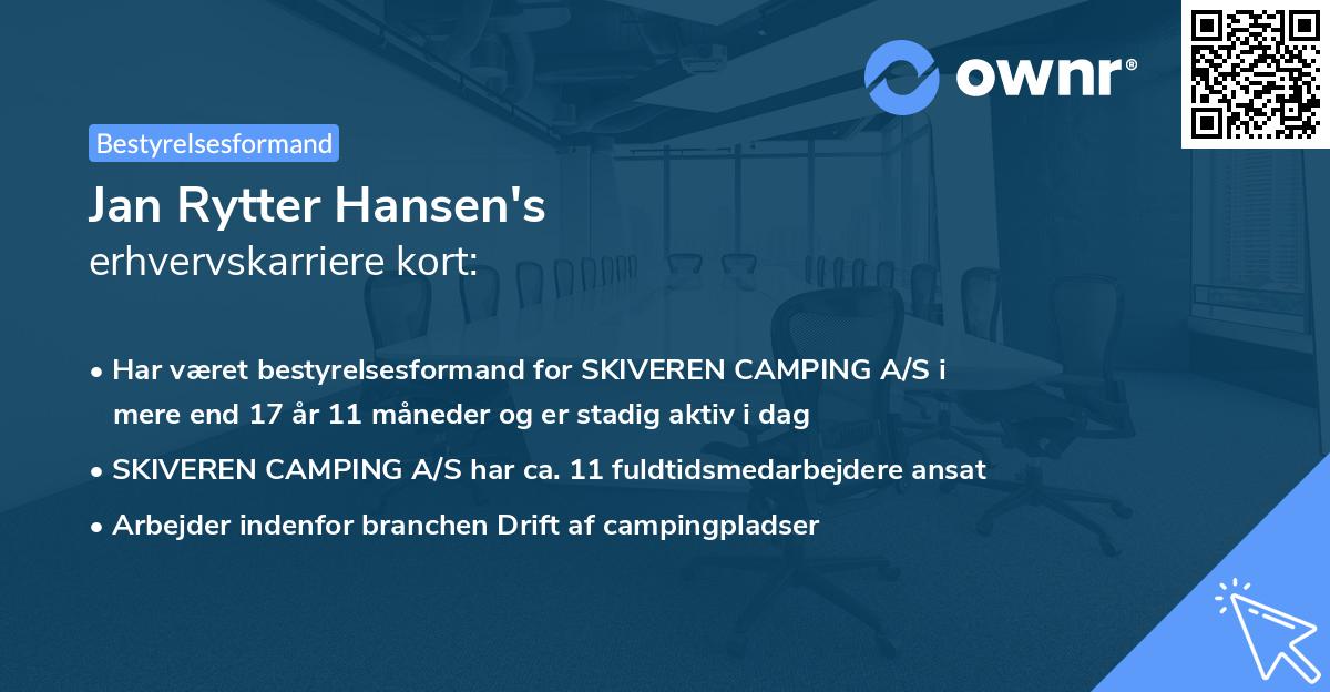 Jan Rytter Hansen's erhvervskarriere kort