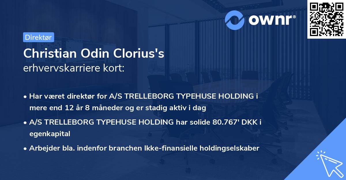 Christian Odin Clorius's erhvervskarriere kort