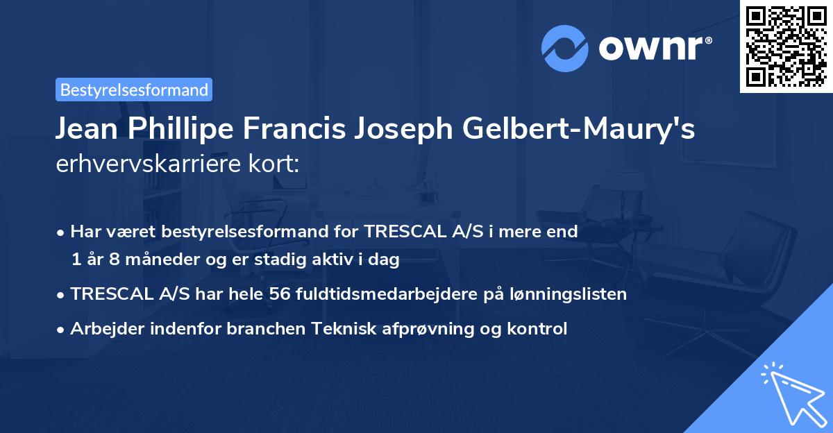 Jean Phillipe Francis Joseph Gelbert-Maury's erhvervskarriere kort